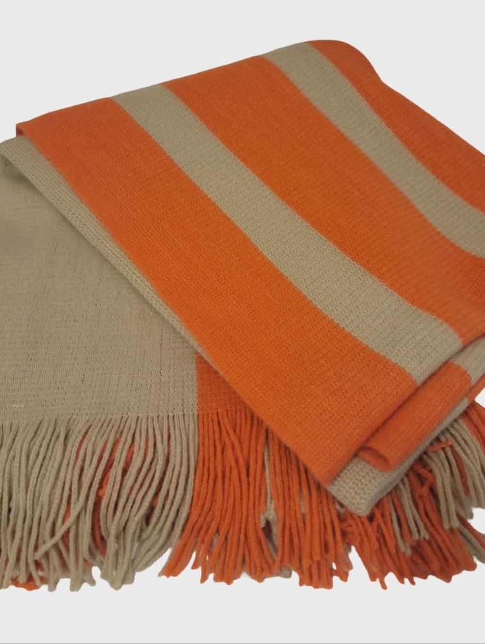 West Elm Orange and Beige Knit Throw - Picture 8 of 8